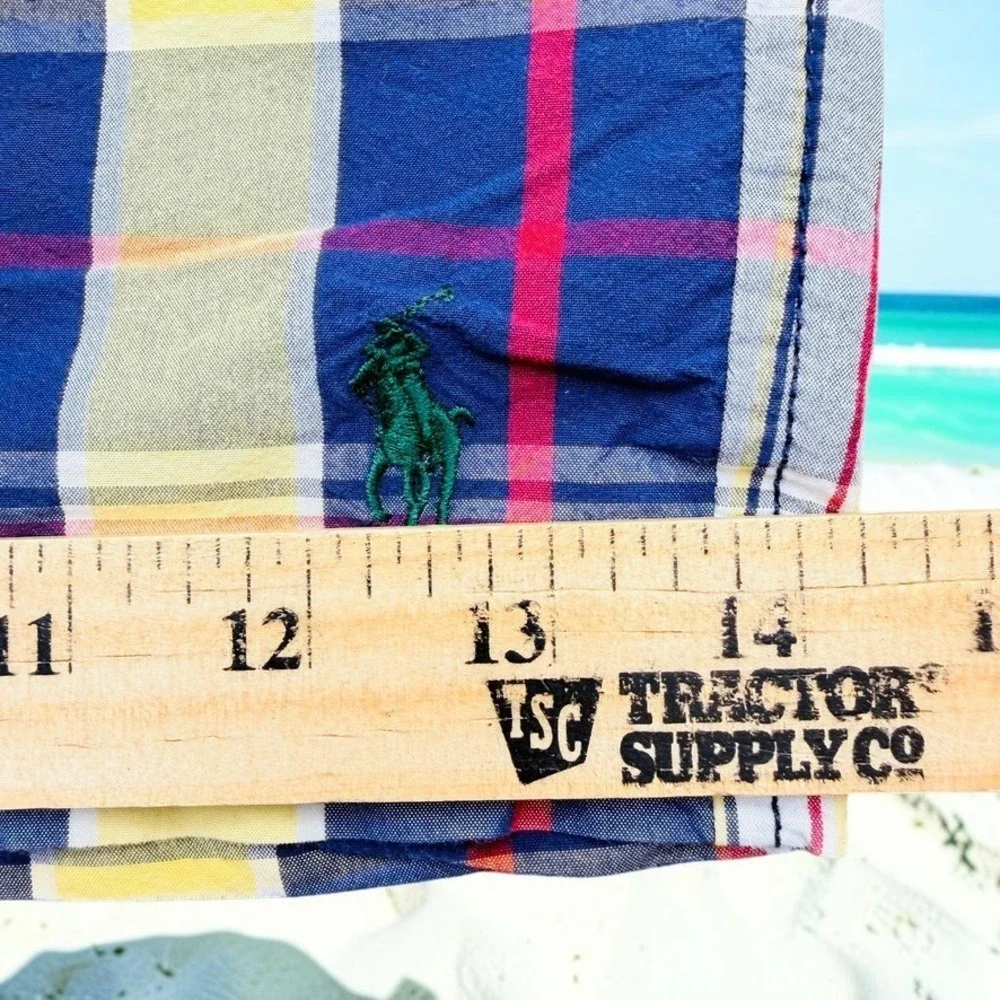 Vintage Polo Ralph Lauren Swim Trunks Men XL Madras Plaid Lined‎ Mesh Shorts 90s